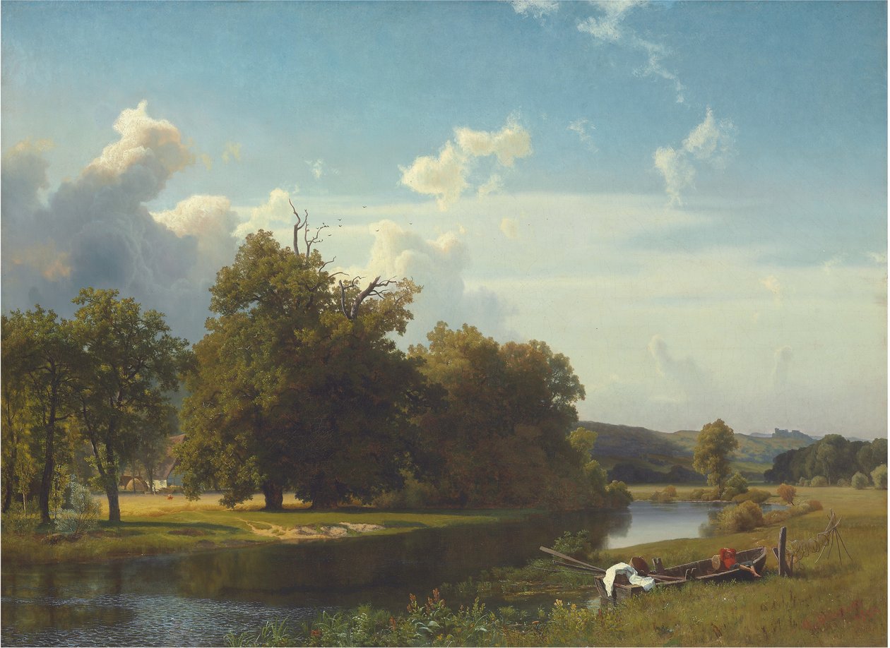 Bir nehir manzarası, Vestfalya, 1855 by Albert Bierstadt