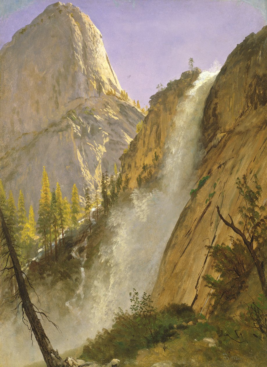 Liberty Cap, Yosemite Vadisi, 1873 (gemiye serilmiş kağıt üzerine yağlı boya) by Albert Bierstadt