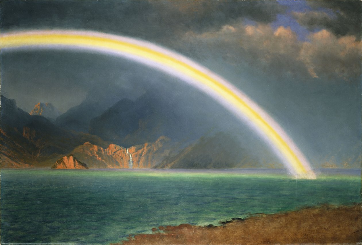 Jenny Gölü Üzerinde Gökkuşağı, Wyoming, by Albert Bierstadt