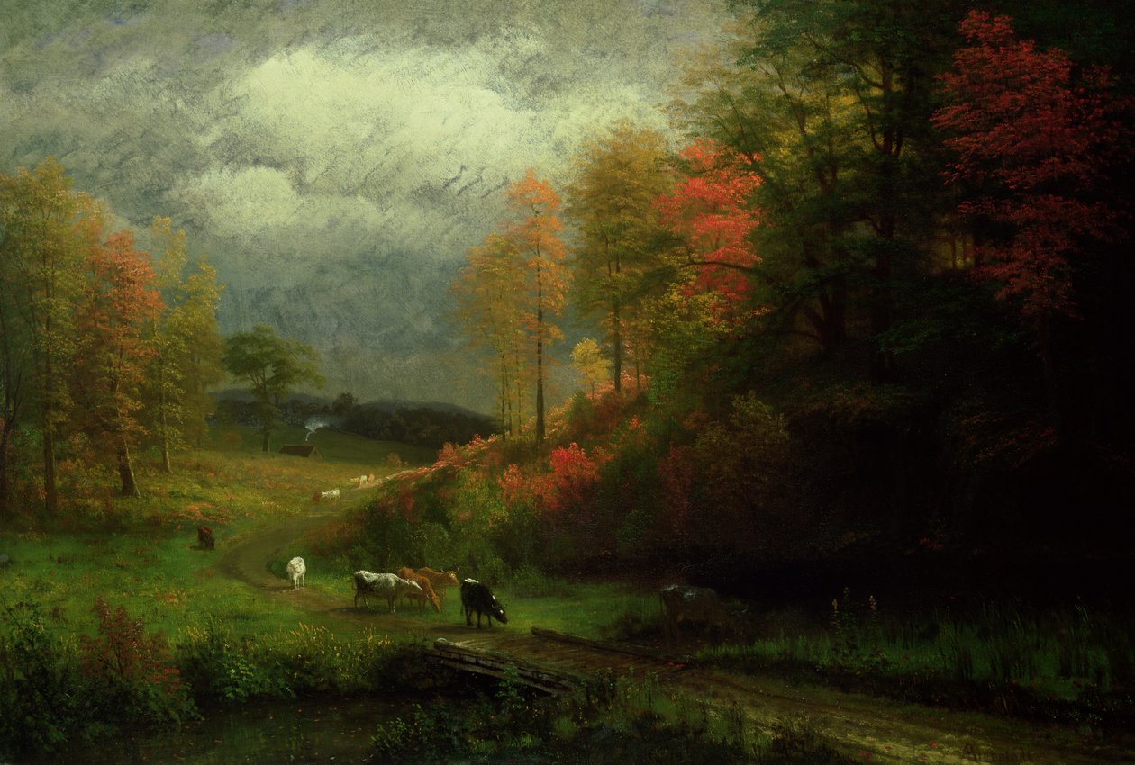 Sonbaharda Yağmurlu Bir Gün, Massachusetts, 1857 by Albert Bierstadt