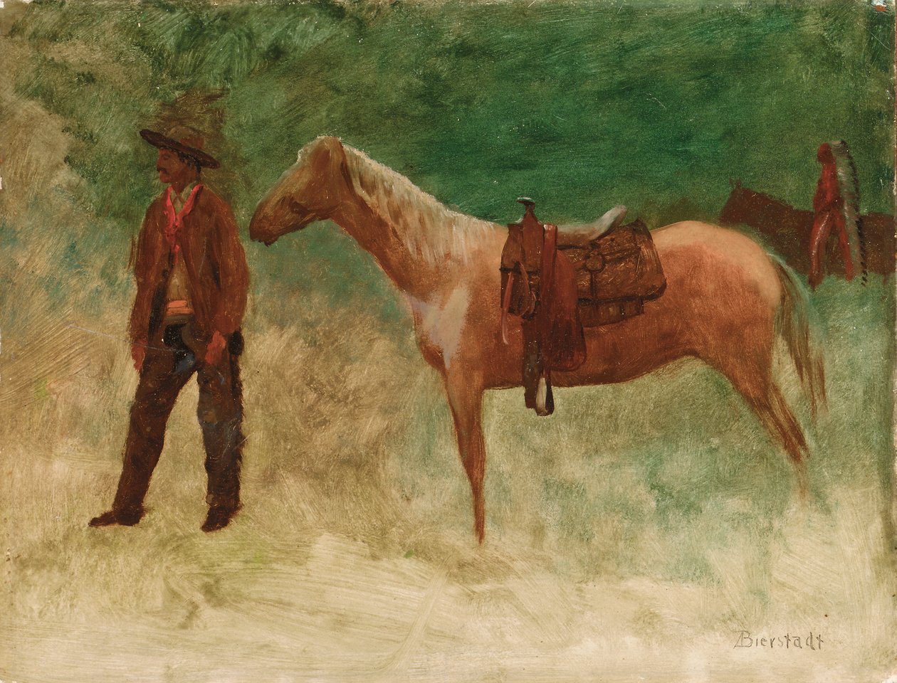 Atlı Ayakta Kovboy by Albert Bierstadt