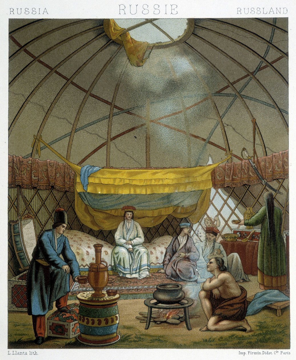 Kalmyk (Rus göçebeleri) yurtlarında by Albert Charles August Racinet