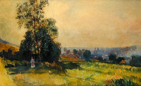 Manzarada Genç Bir Kız (tuval üzerine yağlı boya) by Albert Charles Lebourg