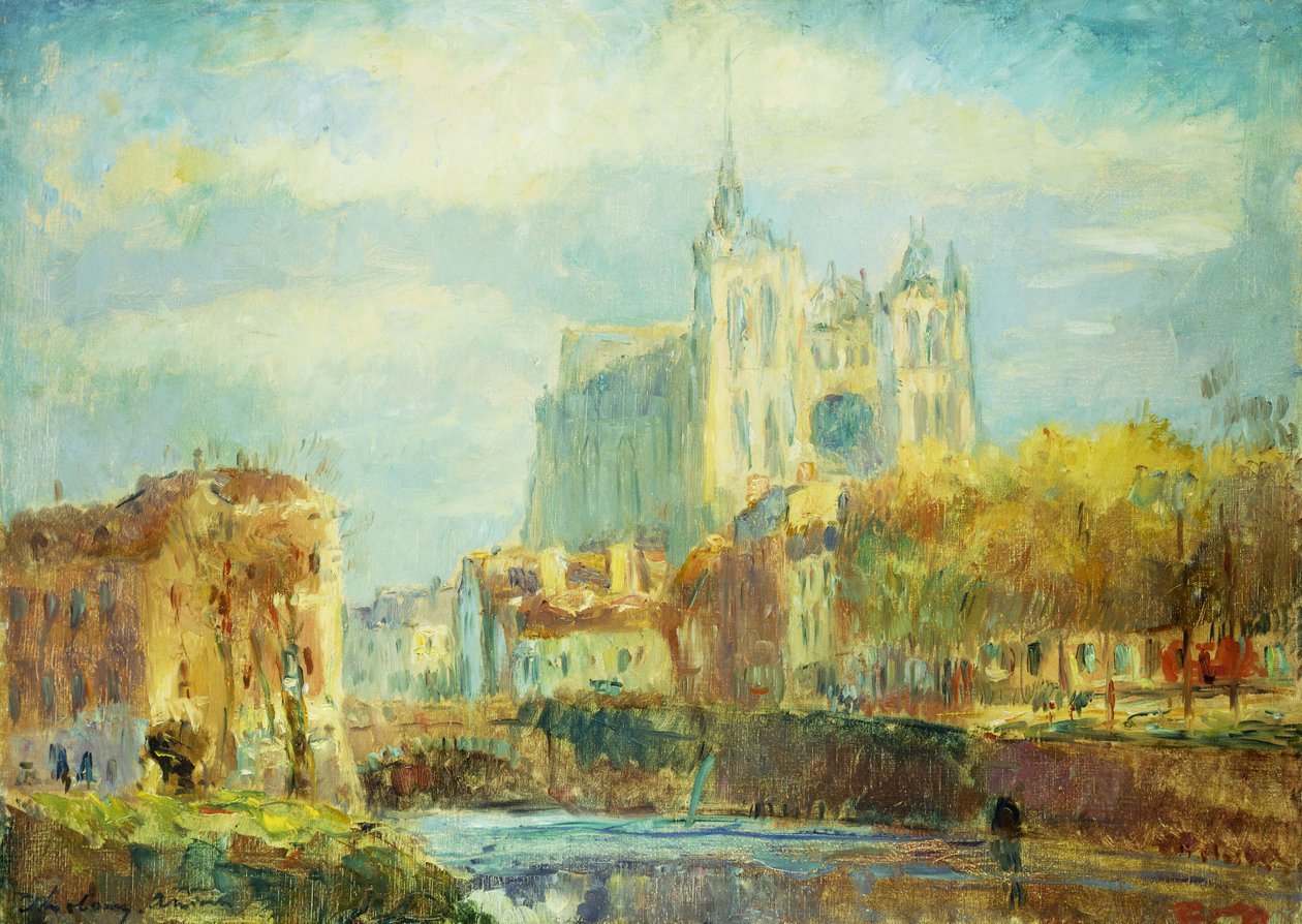 Sonbahar Güneşinde Amiens Katedrali; Amiens Katedrali: Sonbahar Güneşi Etkisi, 1910 by Albert Charles Lebourg