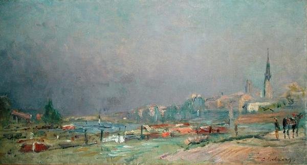 Nehir kıyısında (tuval üzerine yağlı boya) by Albert Charles Lebourg