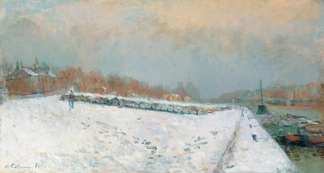 Bercy Limanı, kışın by Albert Charles Lebourg