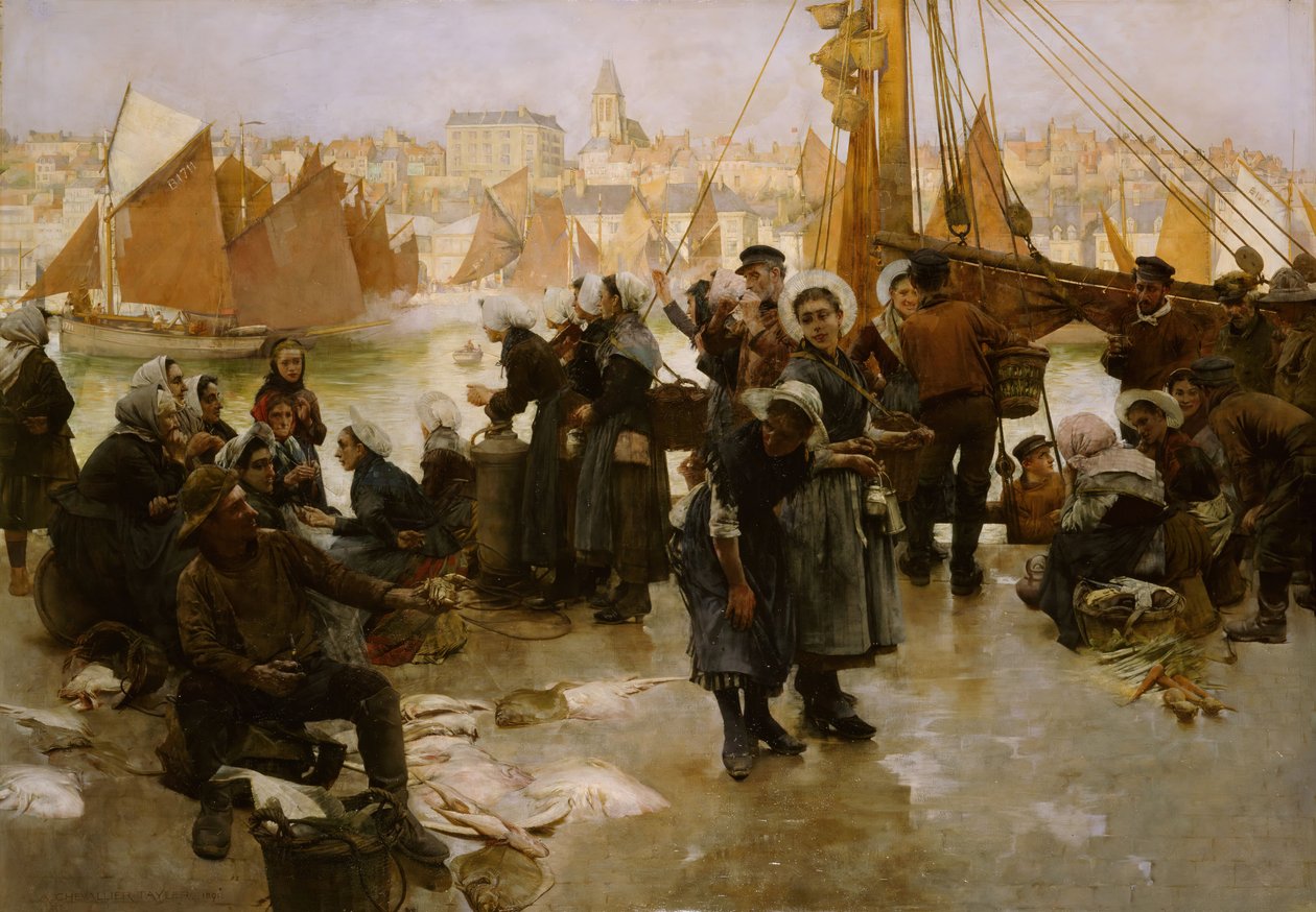 Balıkçı Filosunun Ayrılışı, Boulogne, 1891. by Albert Chevallier Tayler