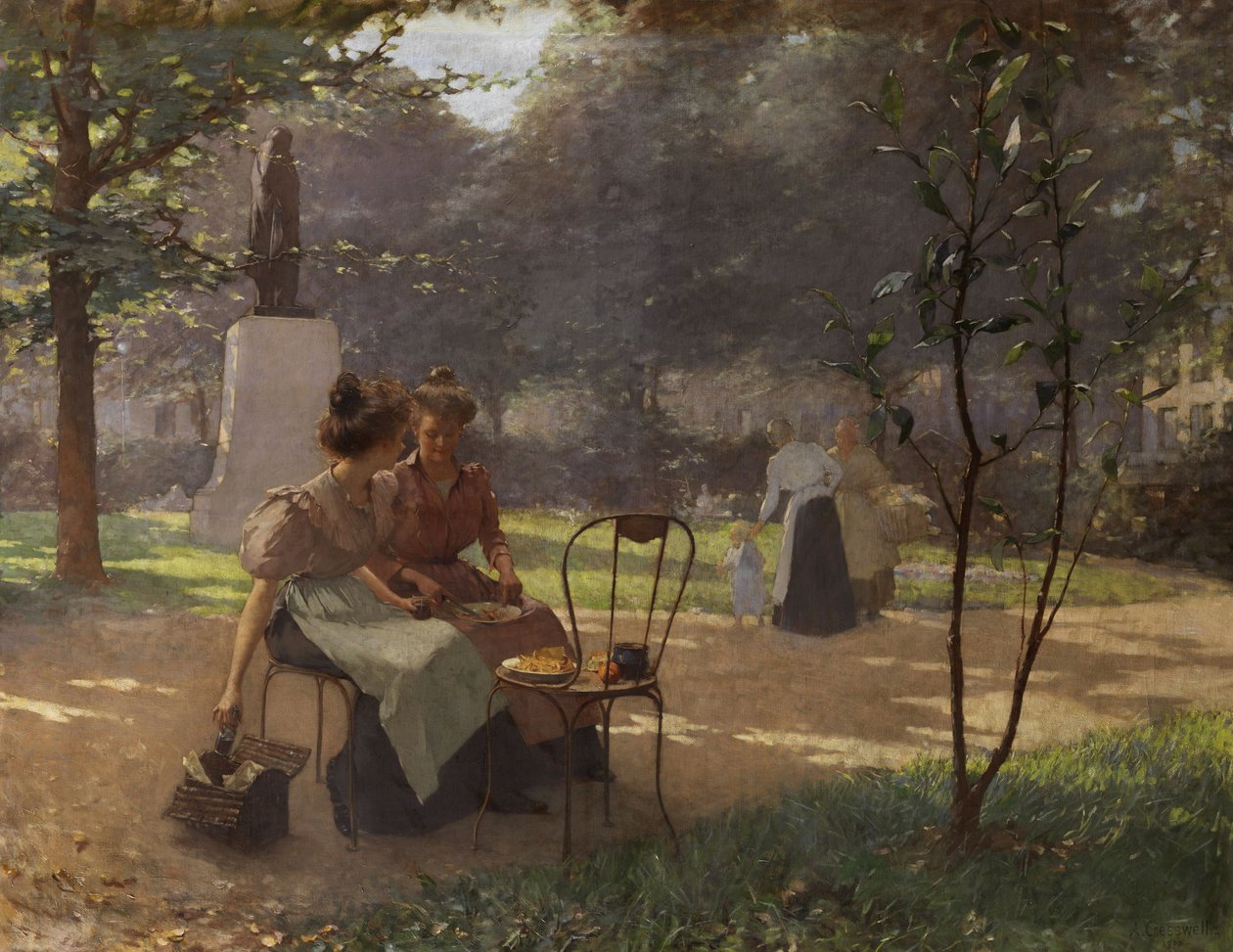 Parkta iki genç kız by Albert Cresswell