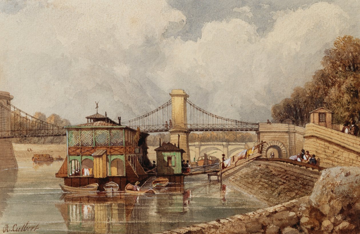 Eski Pont des Invalides yakınlarındaki Bateau-Lavoir