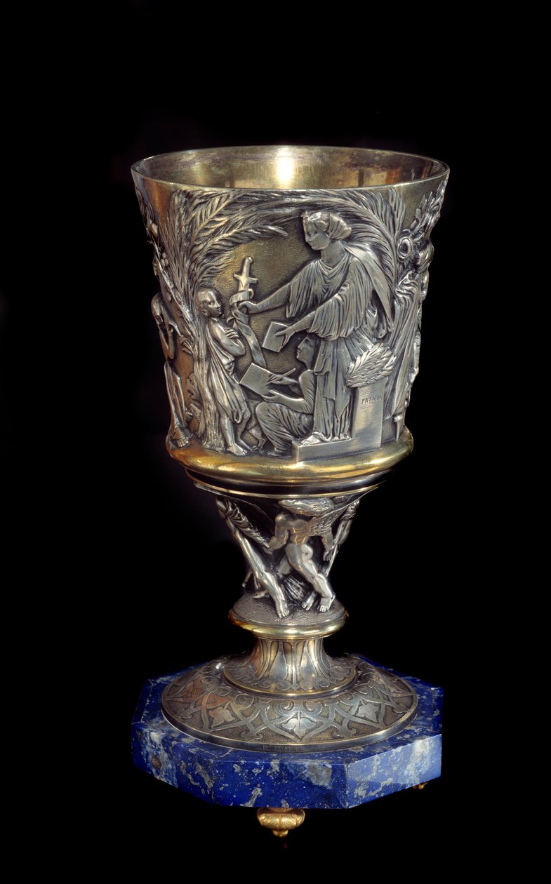 Albert Ernest Carrier Belleuse (1824-1887) tarafından yapılan gümüş ve porselenden porfir fincan by Albert Ernest Carrier Belleuse