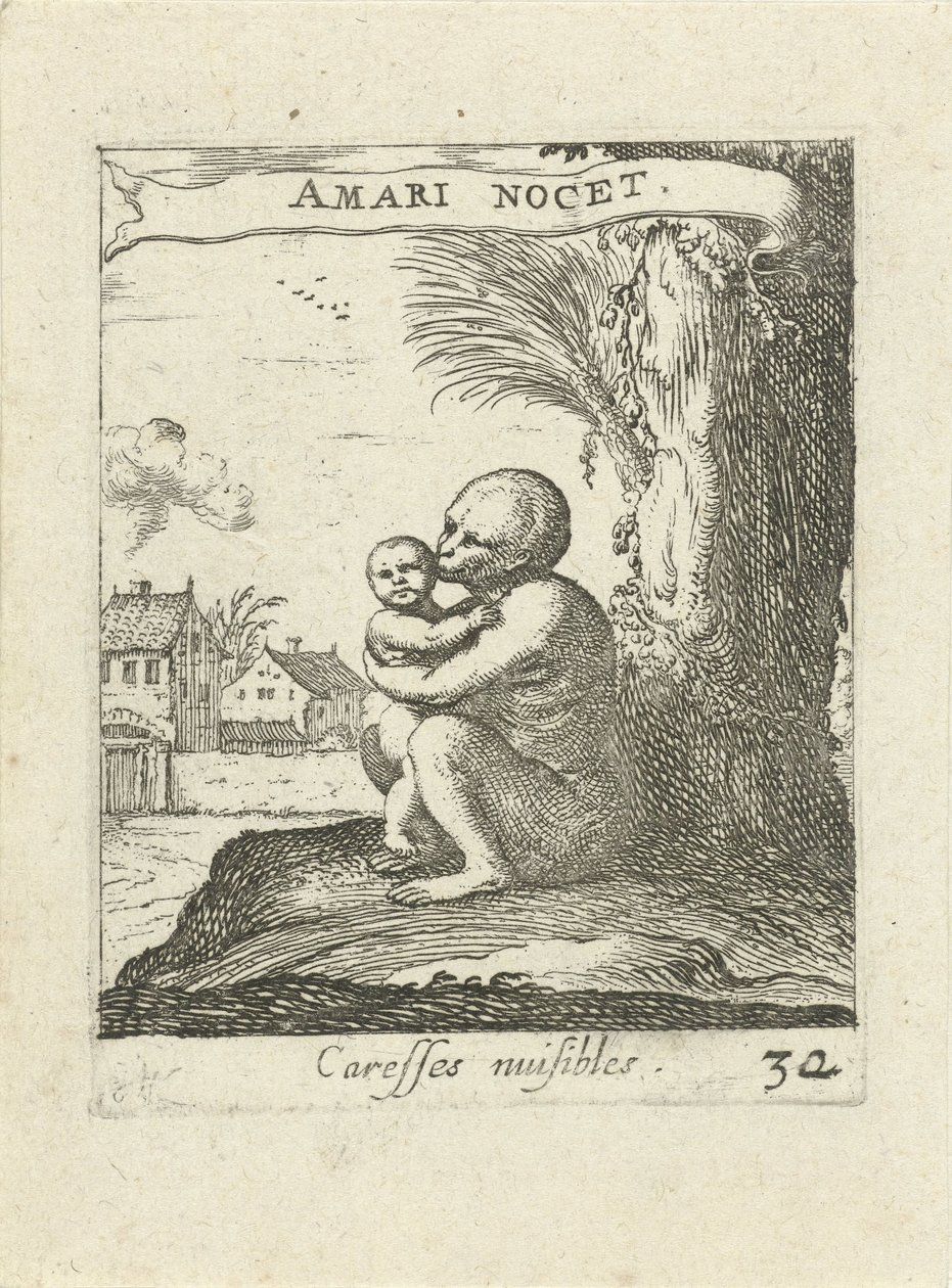 Aap en tür Moraliserende liefdesemblemen (dizi adı) by Albert Flamen
