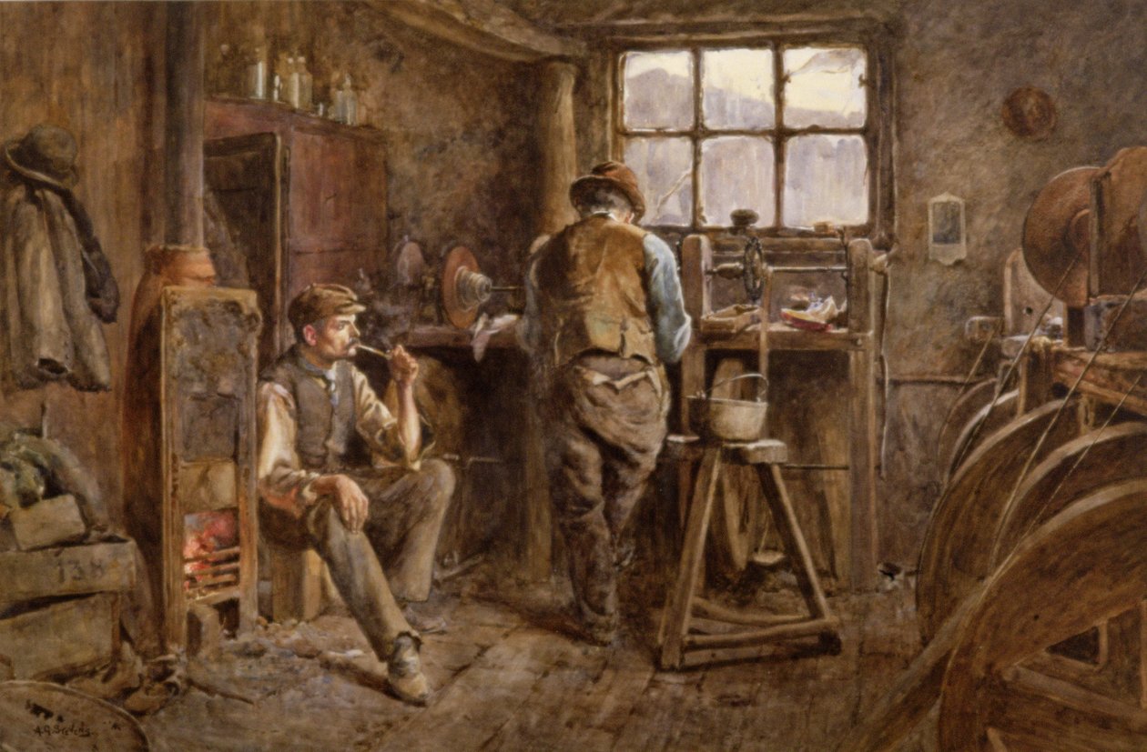 Bir Jet Atölyesi, Whitby (kağıt üzerine suluboya) by Albert George Stevens