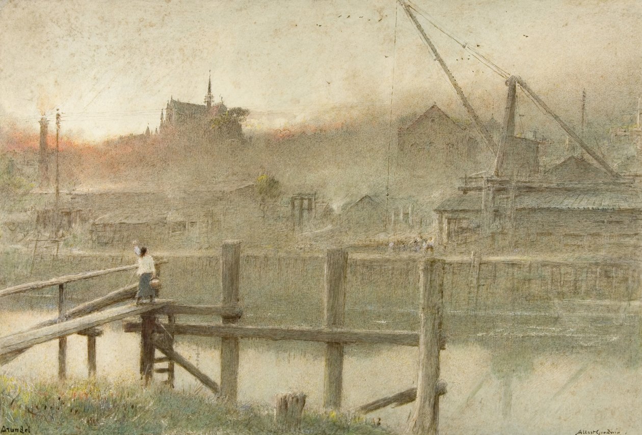 Arundel (kağıt üzerine suluboya, gövde rengi ve kurşun kalem) by Albert Goodwin