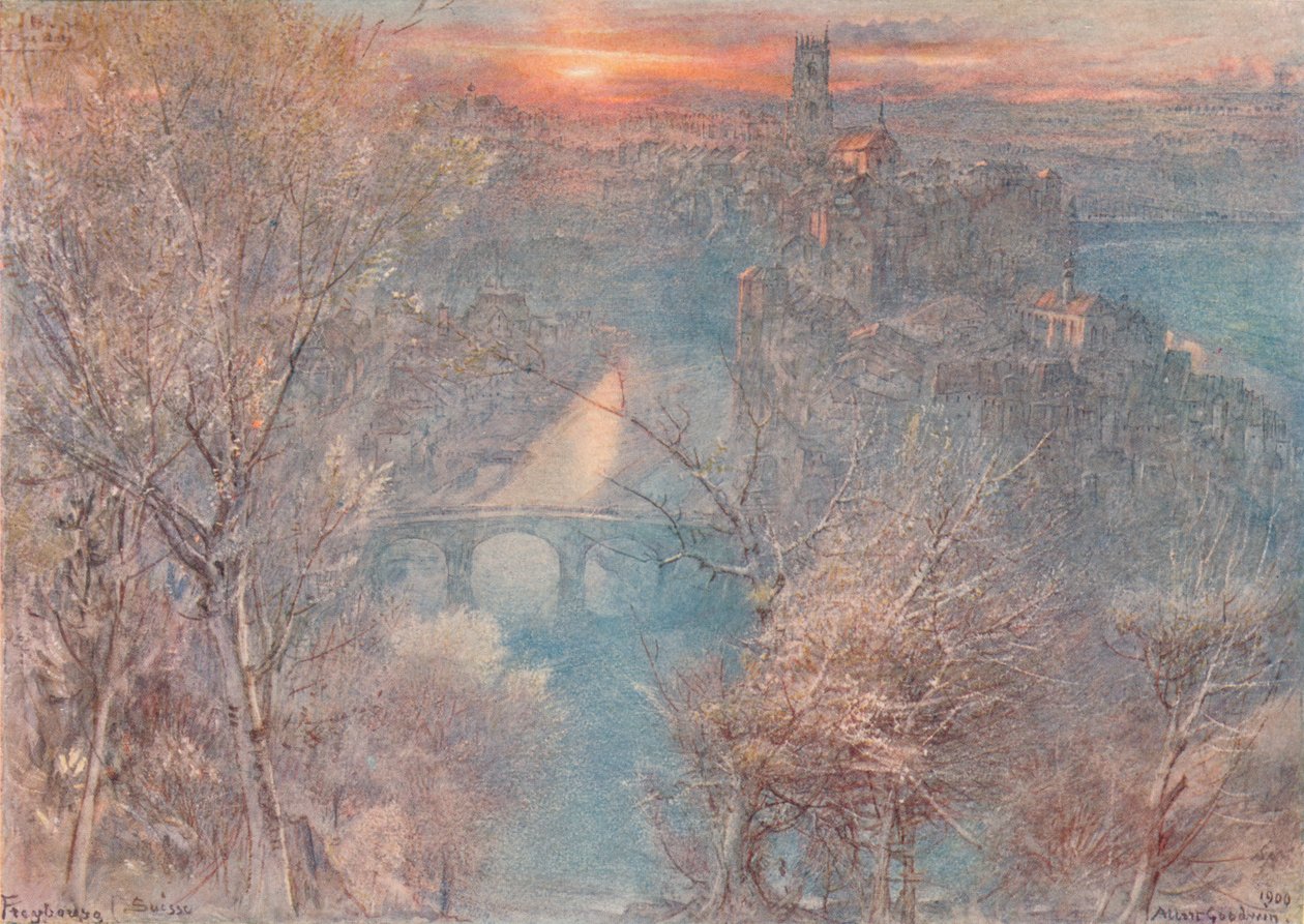 Fribourg, İsviçre: Gündoğumu, 1900, 1923 by Albert Goodwin