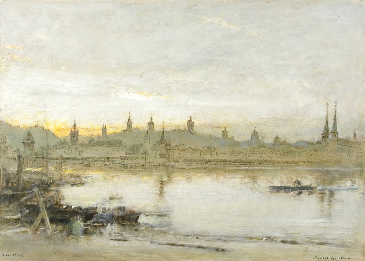 Luzern (kağıt üzerine yağ, kalem ve mürekkep) by Albert Goodwin