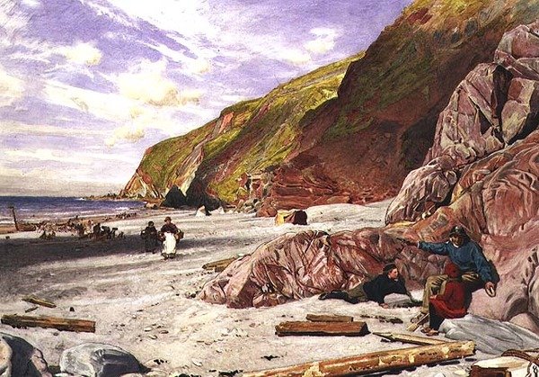 Lynmouth, Devon, Gemi Enkazının Öyküsü by Albert Goodwin