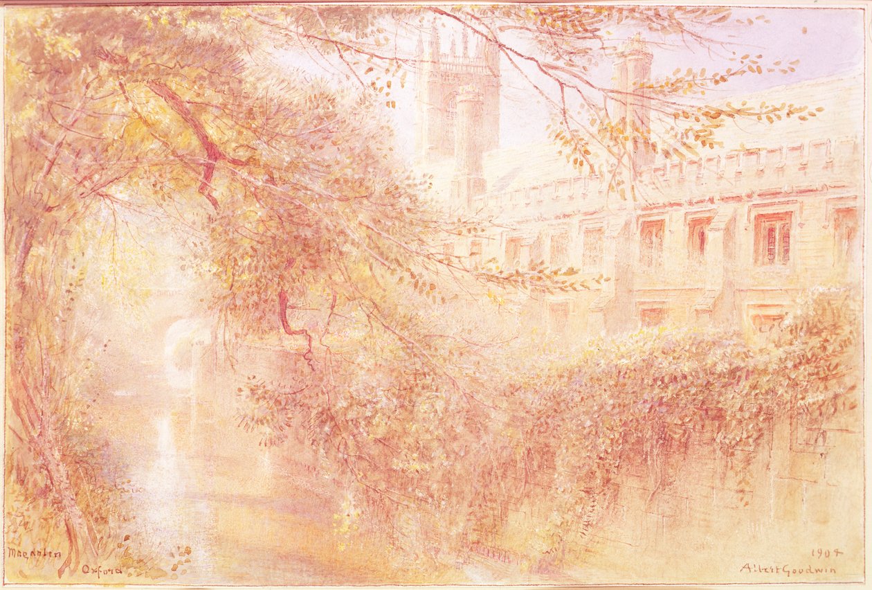 Magdalen Koleji, Oxford, 1904 (kağıt üzerinde wc) by Albert Goodwin