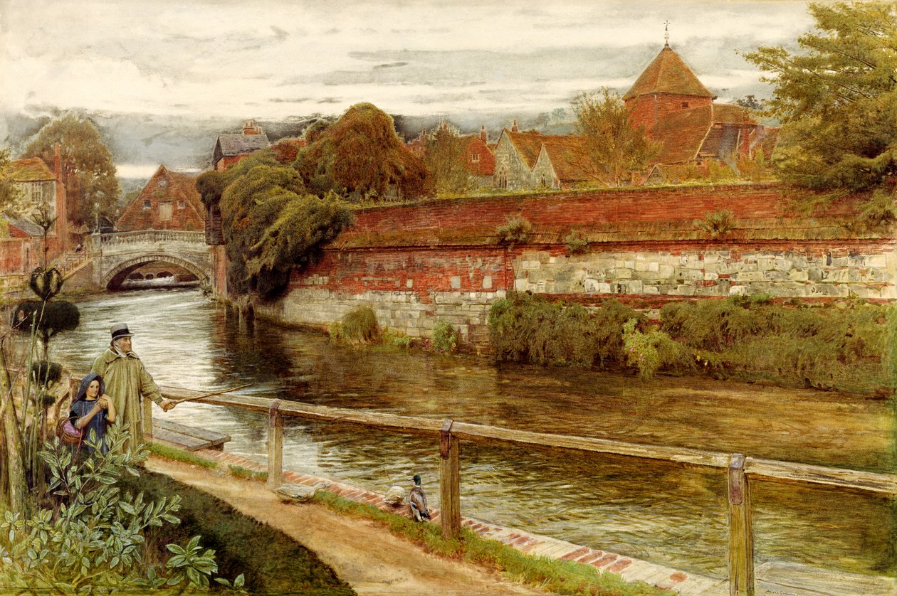 Eski Duvarlar, Winchester (tuval üzerine yağlıboya) by Albert Goodwin
