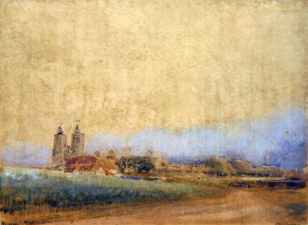Reculver, Kent (kağıt üzerine kalem, mürekkep ve suluboya) by Albert Goodwin