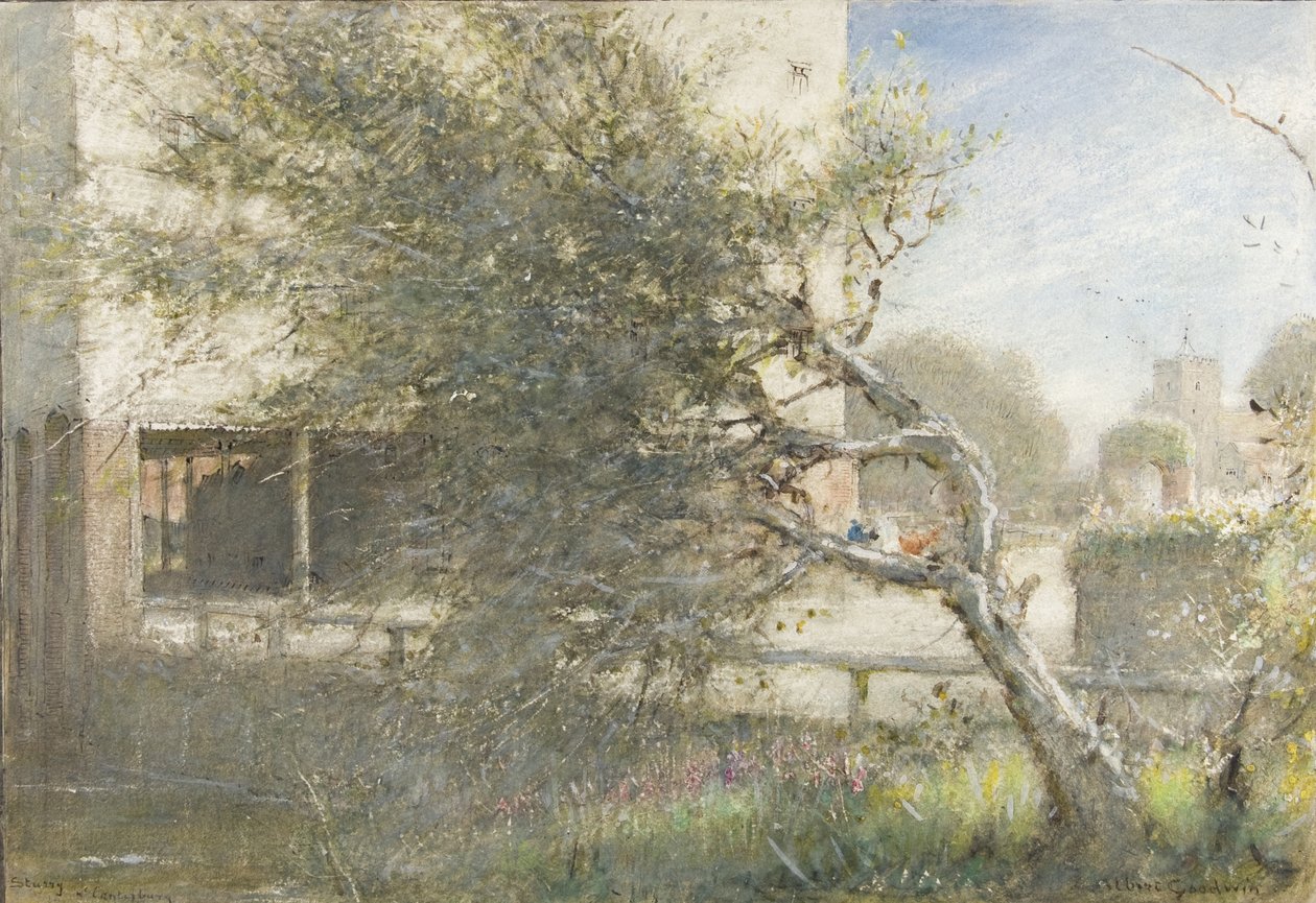 Sturry Nr Canterbury, c.1860-c.1932 (kağıt üzerine suluboya ve gövde rengi) by Albert Goodwin