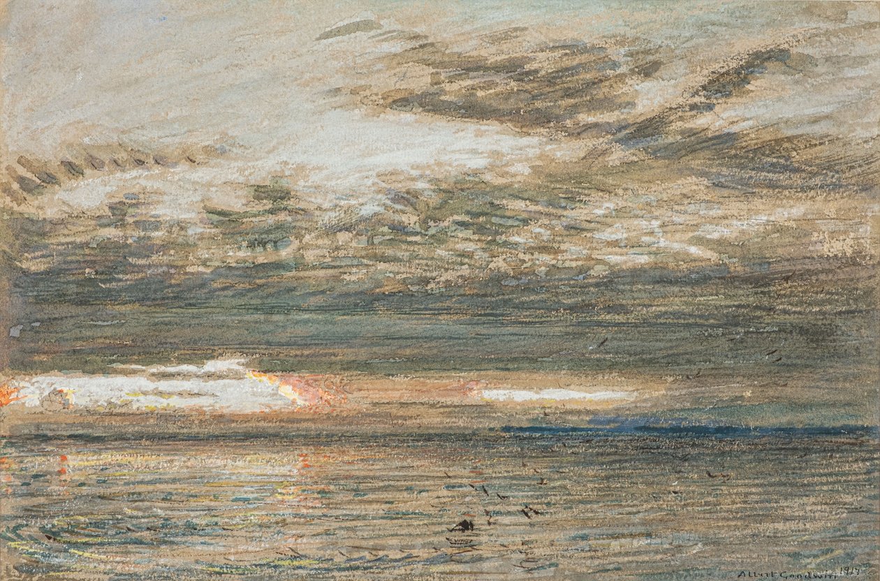 Denizin üzerinde gün batımı by Albert Goodwin