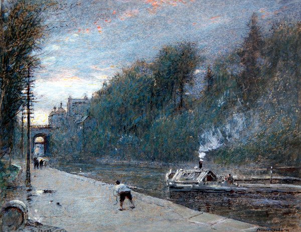 Canal, Chichester (kağıt üzerine suluboya ve gövde rengi ile kalem ve mürekkep) by Albert Goodwin