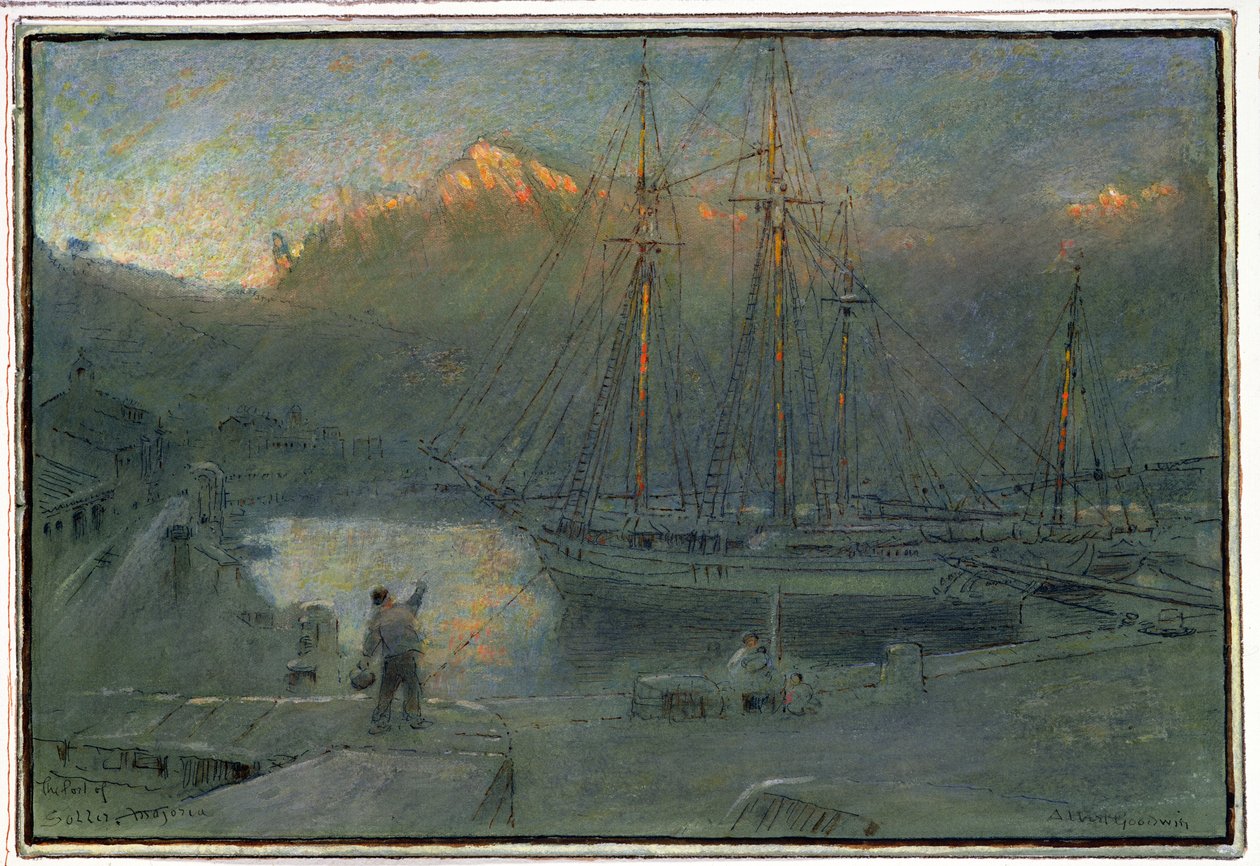 Soller Limanı, Mayorka by Albert Goodwin