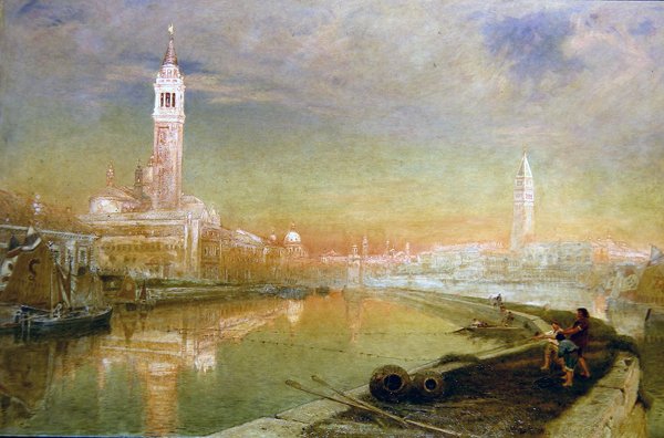 Venedik- Yaz Şafağı (tuval üzerine yağlı boya) by Albert Goodwin