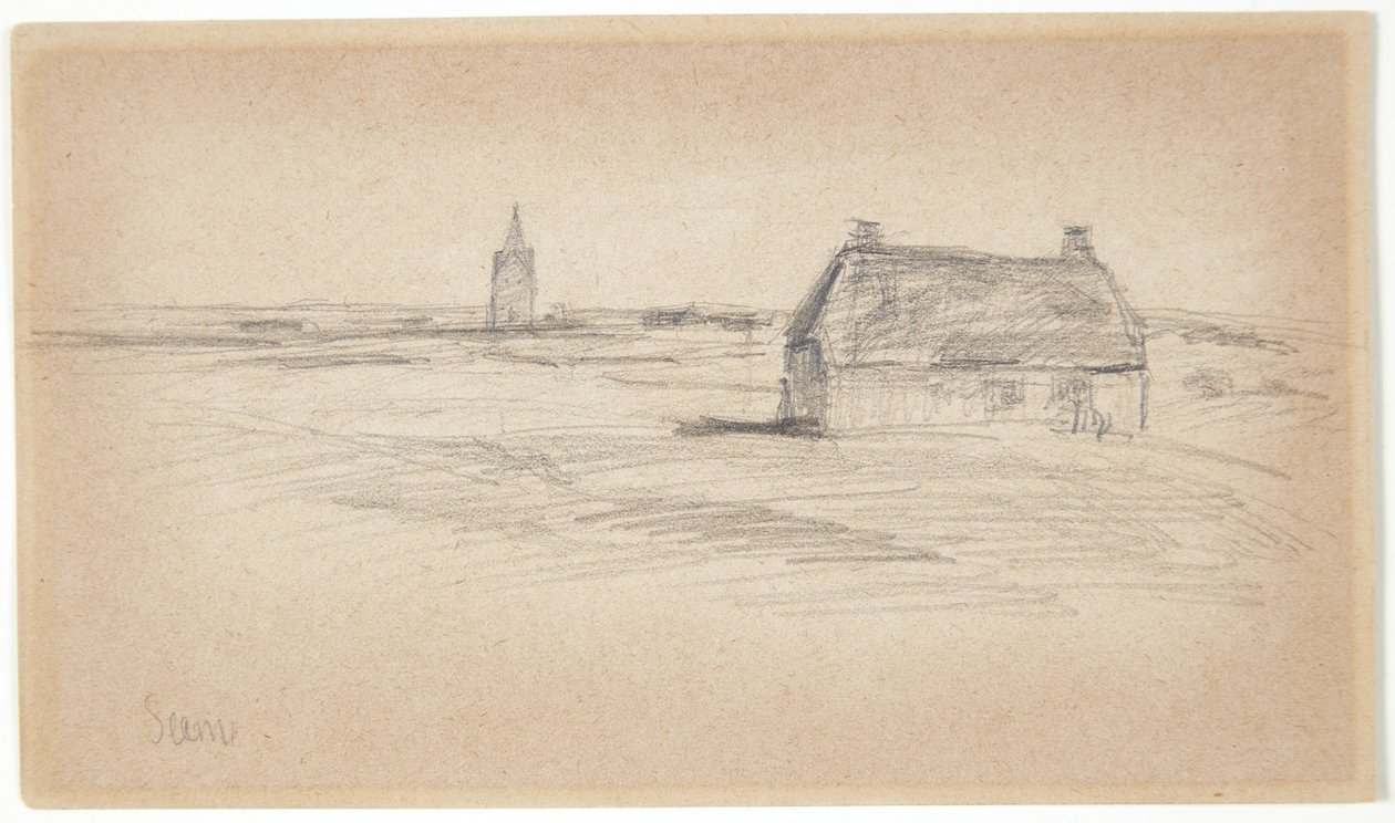 Çiftlik evi ve kilise kulesi by Albert Gottschalk