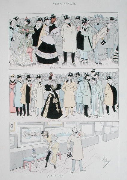 Galeri Açılışları, c.1900 (renkli taş) by Albert Guillaume