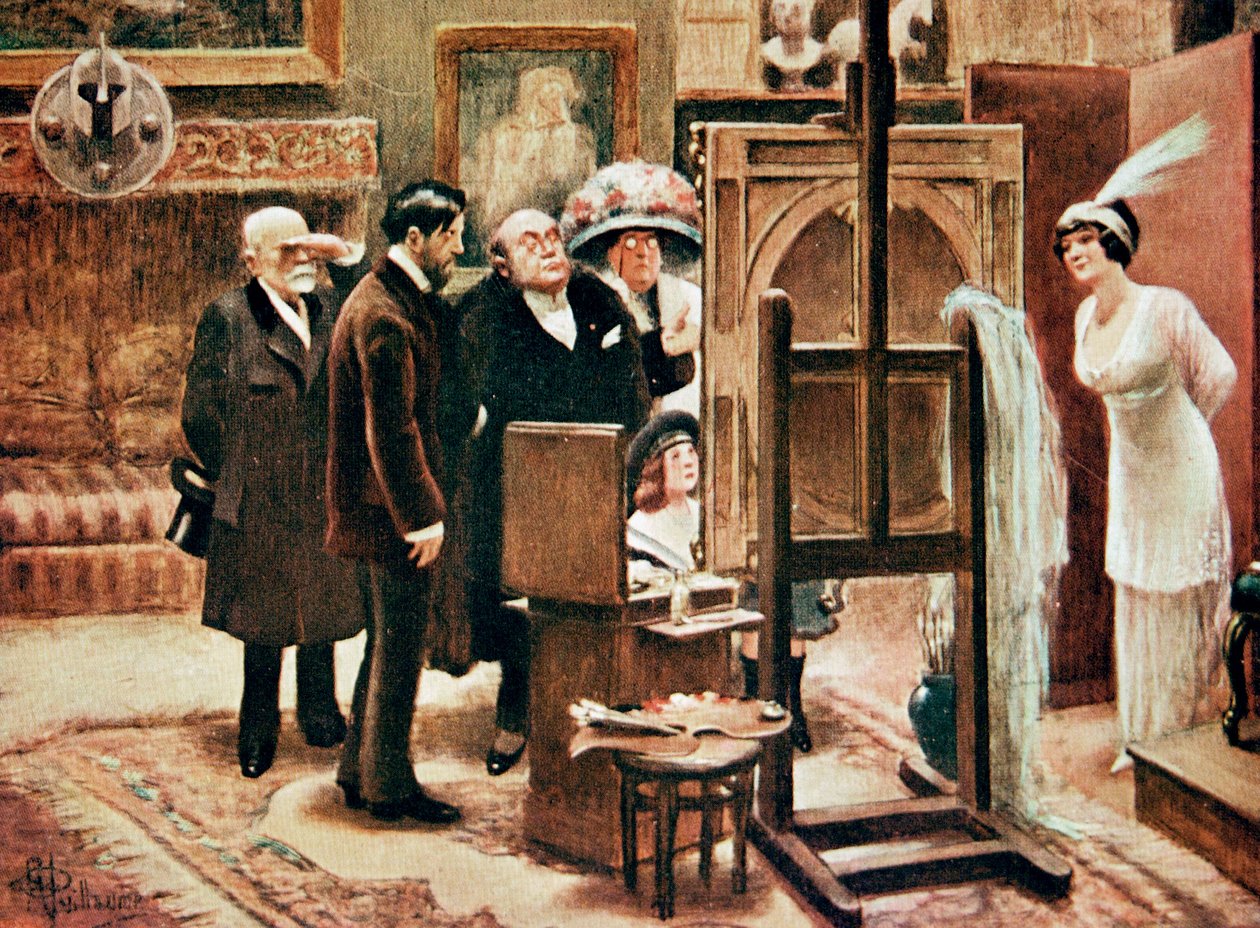 resmini gösteren bir ressam, c. 1920 (baskı) by Albert Guillaume