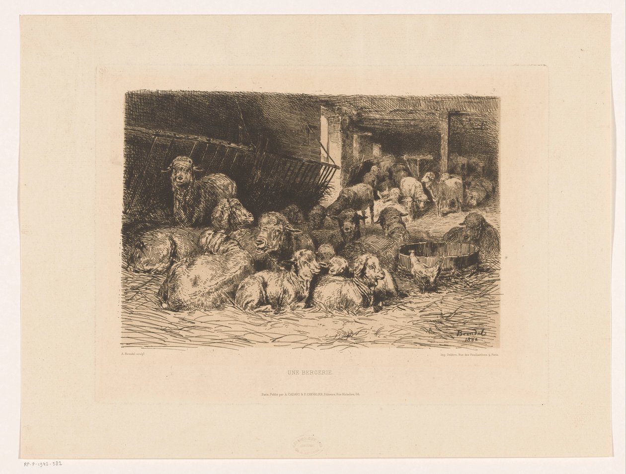Bir ağıl Une bergerie'nin içi (nesne üzerindeki başlık) by Albert Heinrich Brendel