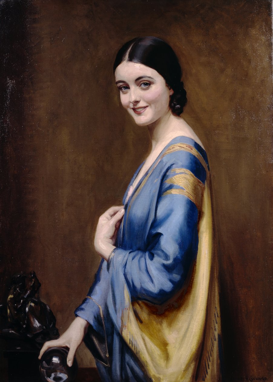 Mavi ve Altın Elbise (tuval üzerine yağlı boya) by Albert Henry Collings