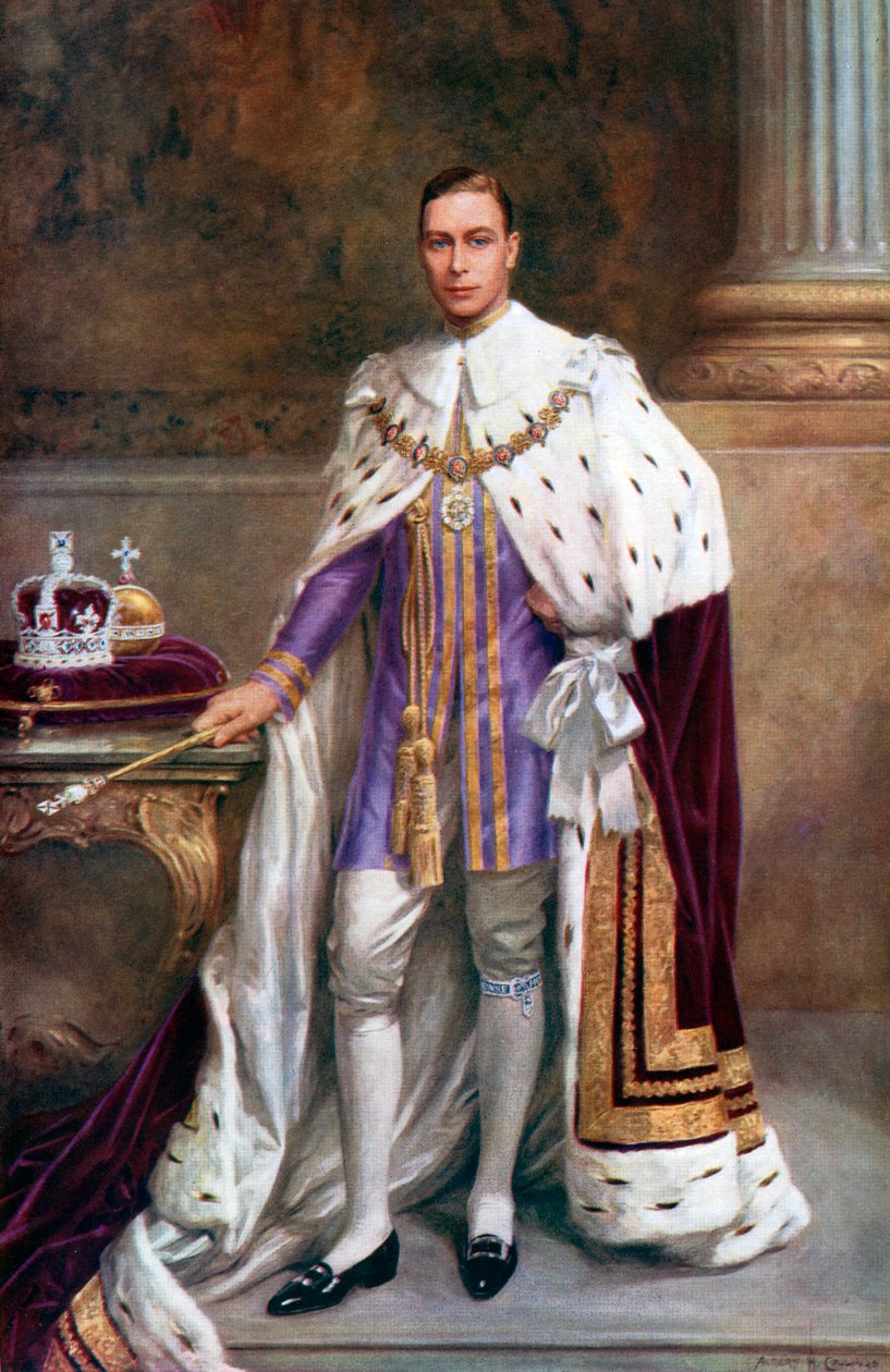 Kral George VI, taç giyme cübbesi içinde, 1937. by Albert Henry Collings