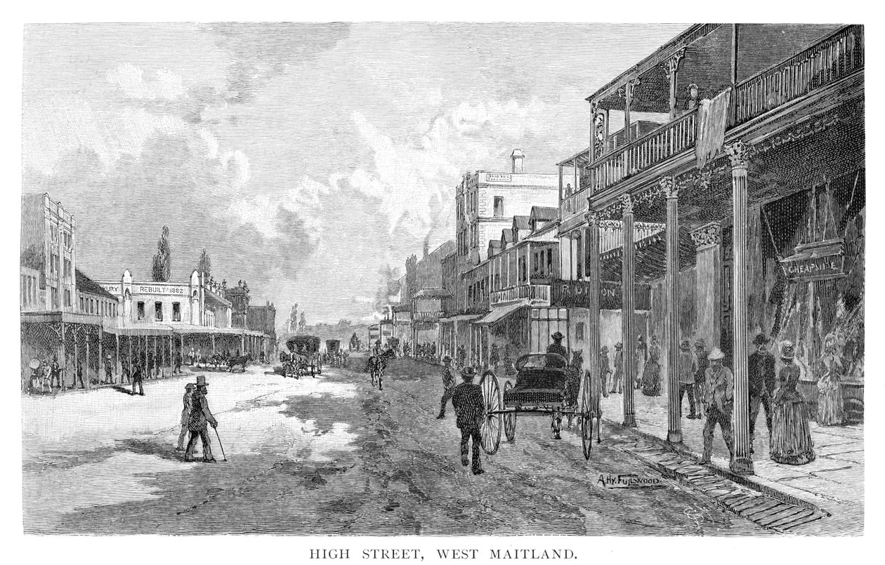 High Street, West Maitland, Yeni Güney Galler, Avustralya, 1886. by Albert Henry Fullwood