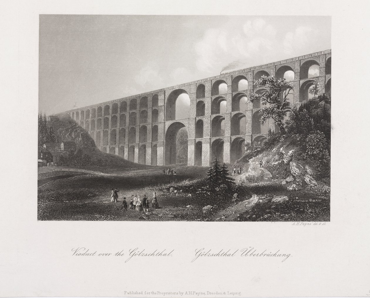 Golzschthal Üzerindeki Viyadük, Saksonya, c.1840 by Albert Henry Payne