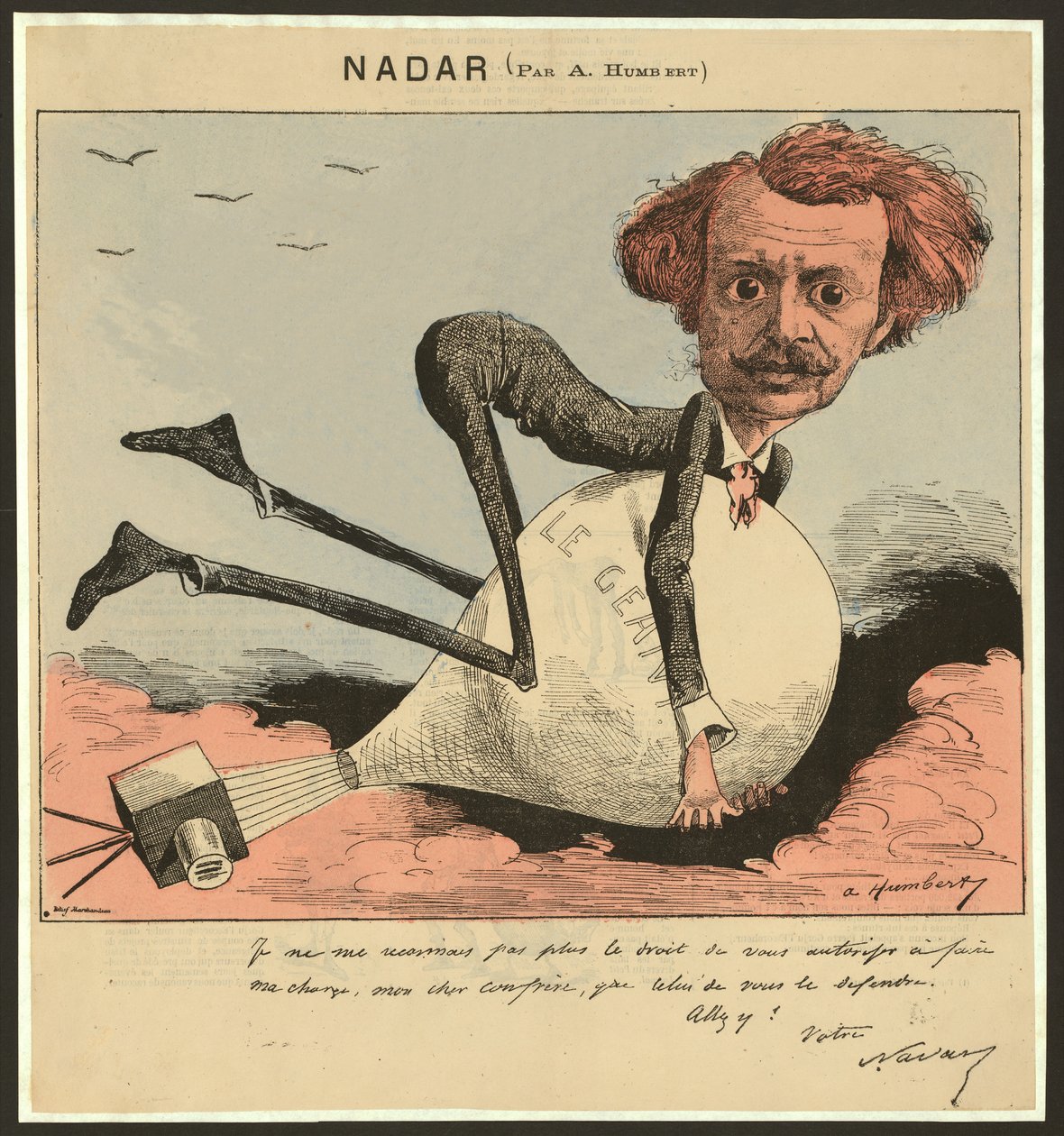 Nadar, bar. 1863 (renkli lito) by Albert Humbert