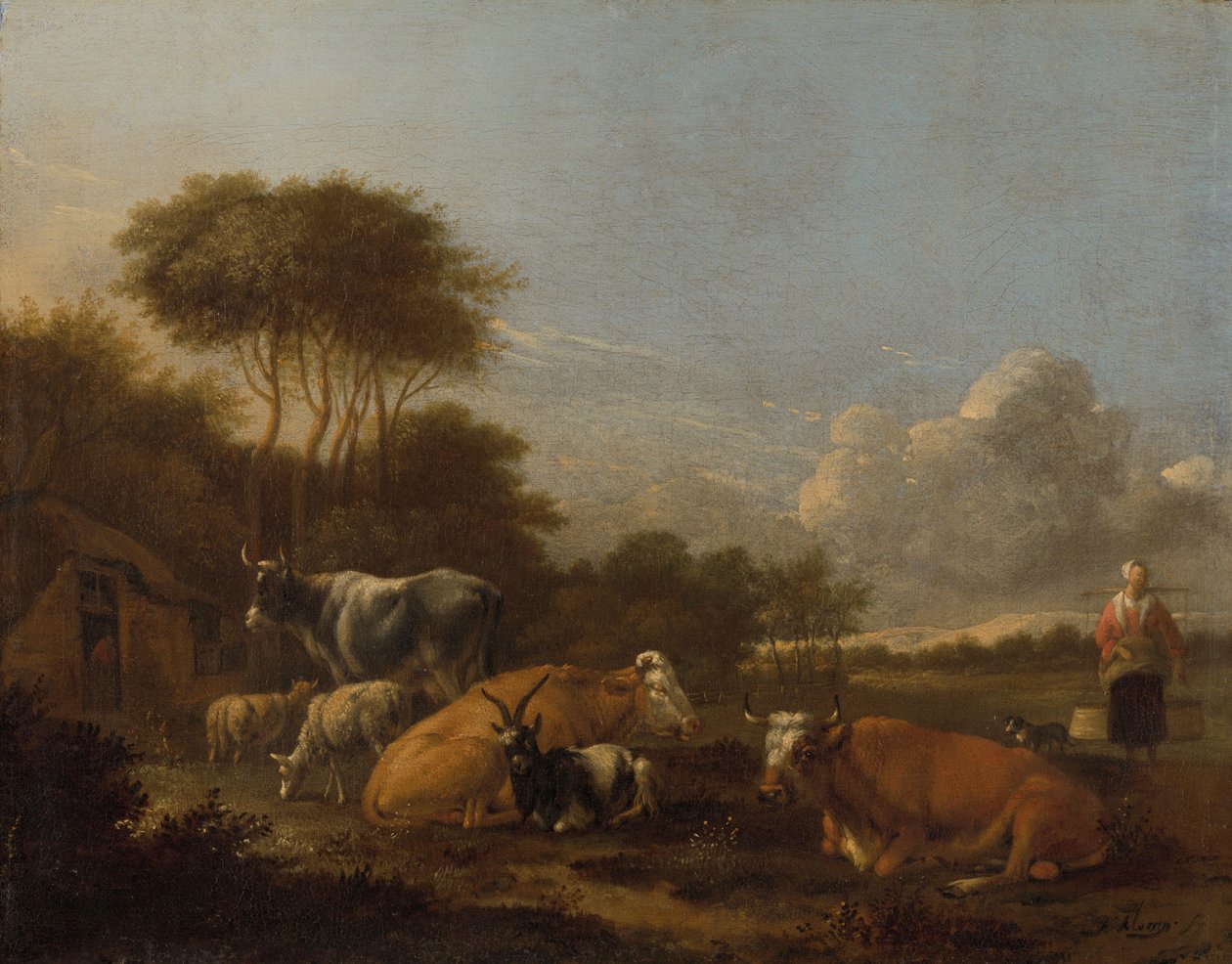 Sığır ile manzara by Albert Jansz Klomp