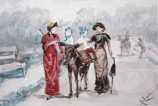 Eşek Yolculuğu (kağıt üzerine sulu boya) by Albert Jnr. Ludovici
