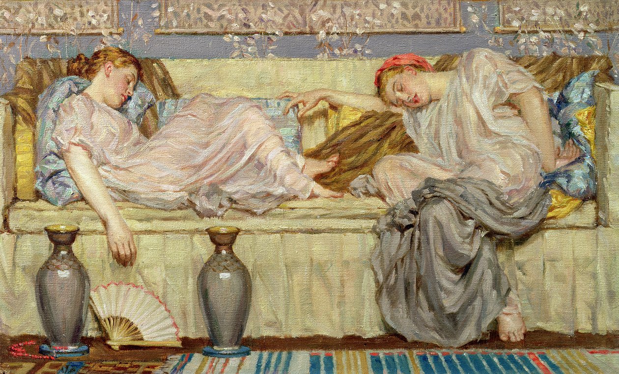 Boncuklar (çalışma), c.1875 (tuval üzerine yağlı boya) by Albert Joseph Moore