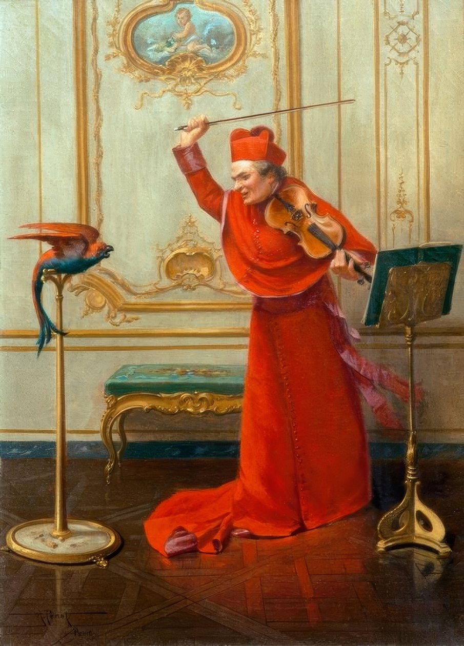 Bir papağan ile kardinal by Albert Joseph Penot