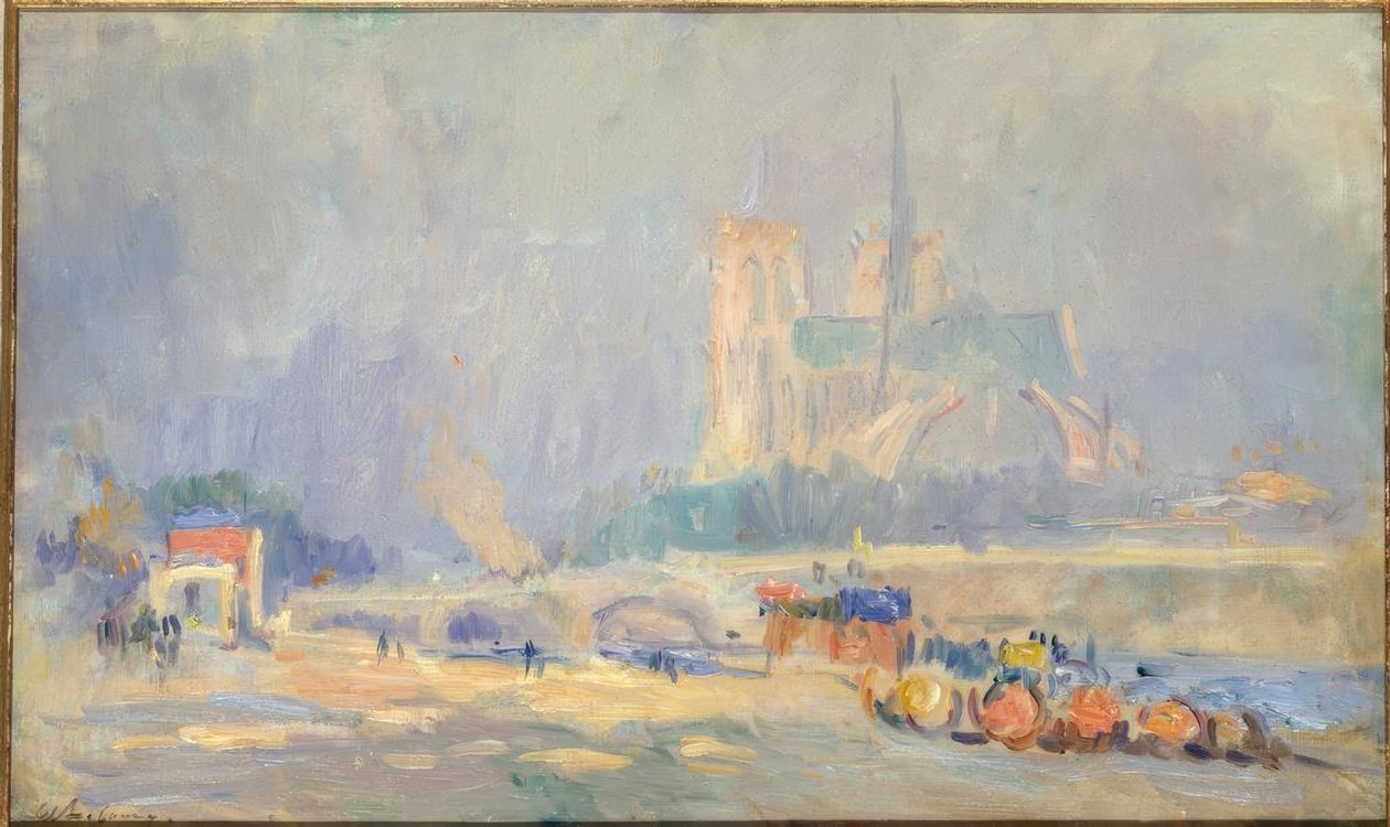 Paris rıhtımlarında by Albert Lebourg