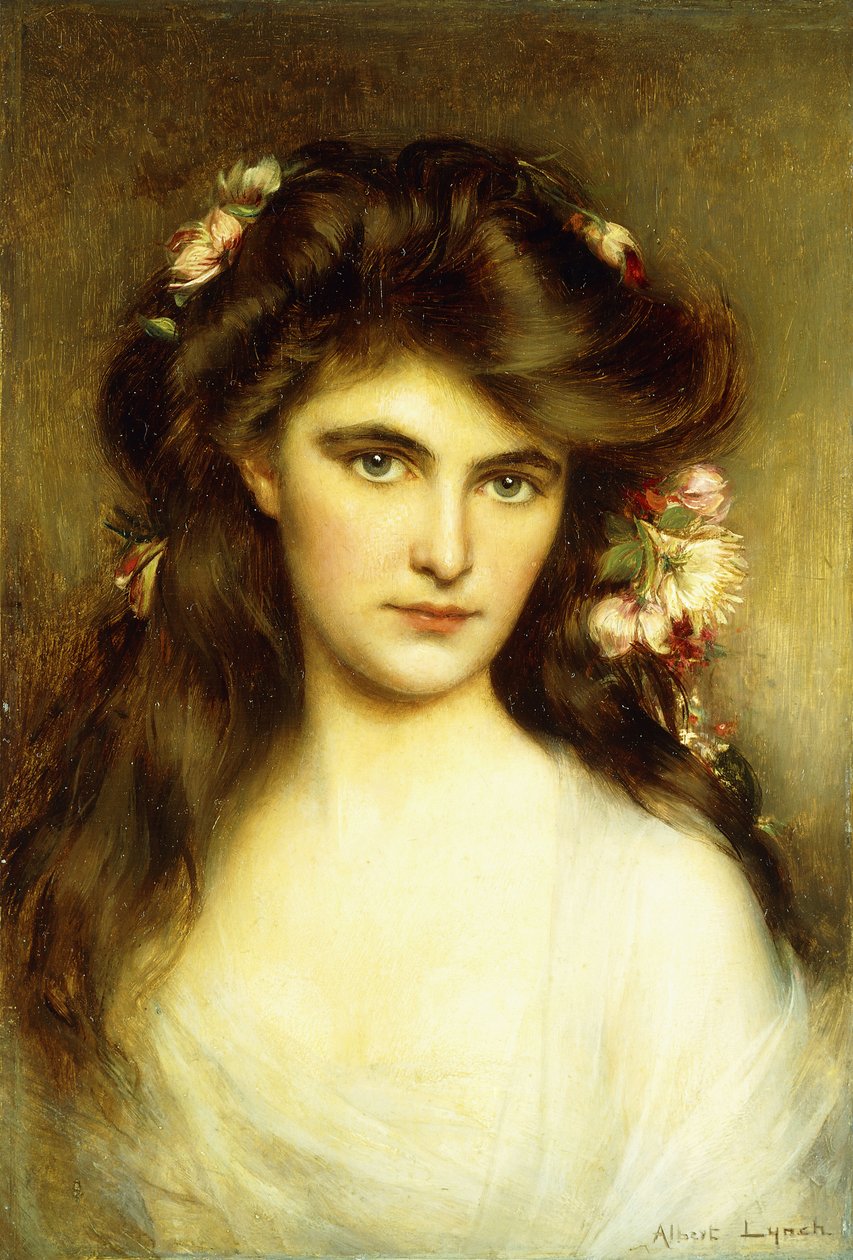 Saçında Çiçekler Olan Genç Bir Güzel, by Albert Lynch