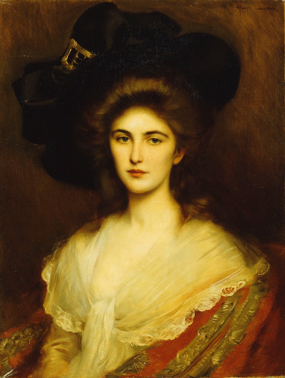 Siyah Şapkalı Zarif Bir Kadının Portresi, by Albert Lynch