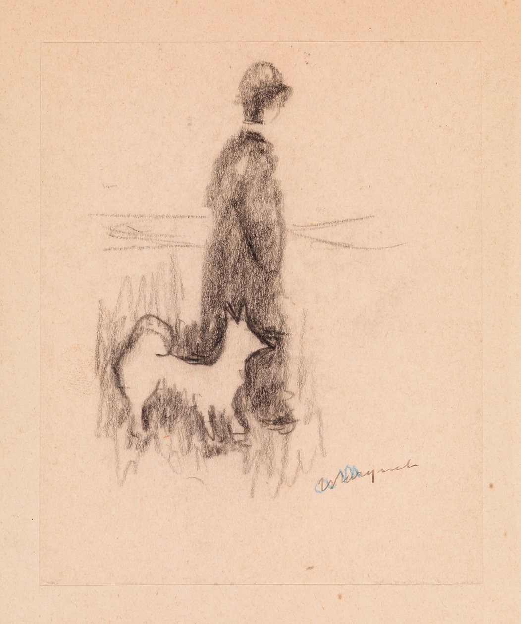 Köpekli Figür (kağıt üzerine çizim) by Albert Marquet