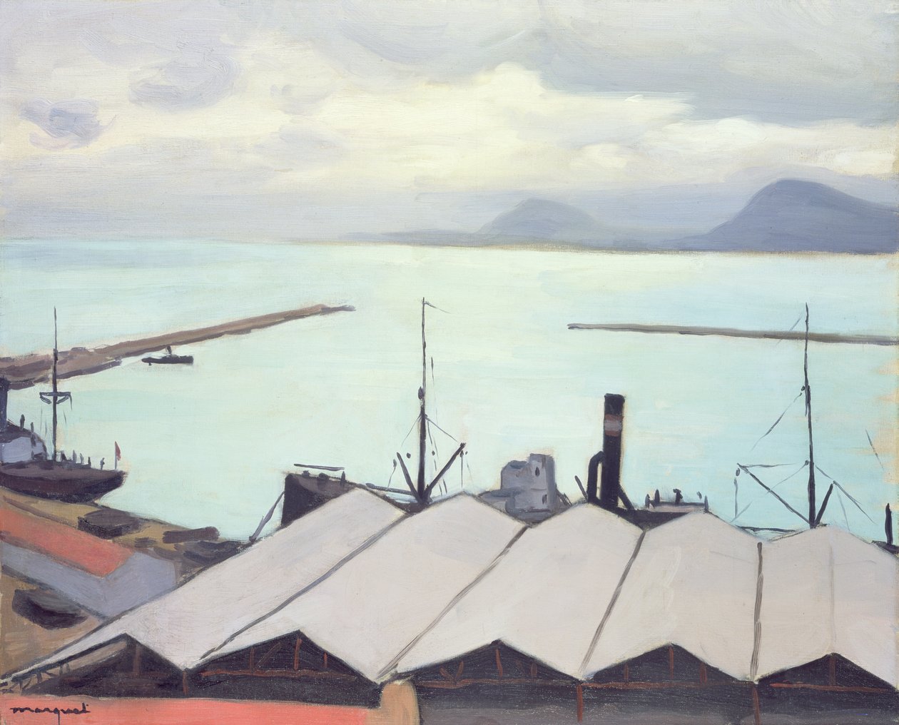 Cezayir, Port de Bougie'deki hangarlar by Albert Marquet