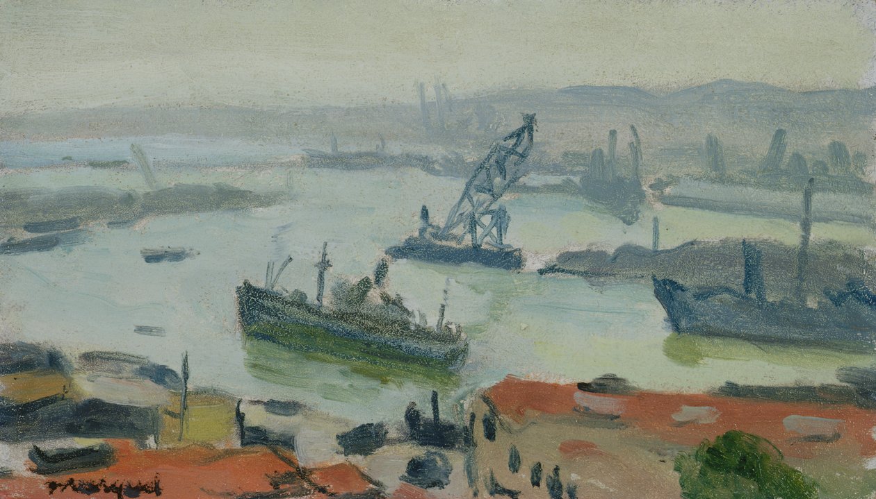 Le Port d'Alger, tarih yok (panel üzerinde yağlı boya) by Albert Marquet