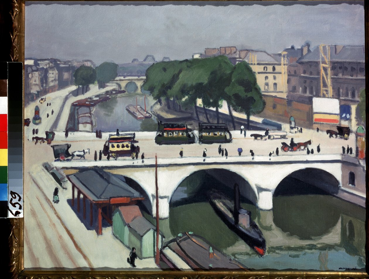 ""Paris'teki Saint Michel Köprüsü ve Quai des Grands Augustins"" (Paris'teki Saint-Michel Köprüsü. Quai des Grands-Augustins). Resim Pierre Albert Marquet (1875-1947) (Fovizm) 1908 Tuval üzerine yağlı boya. Moskova, Puşkin Müzes by Albert Marquet