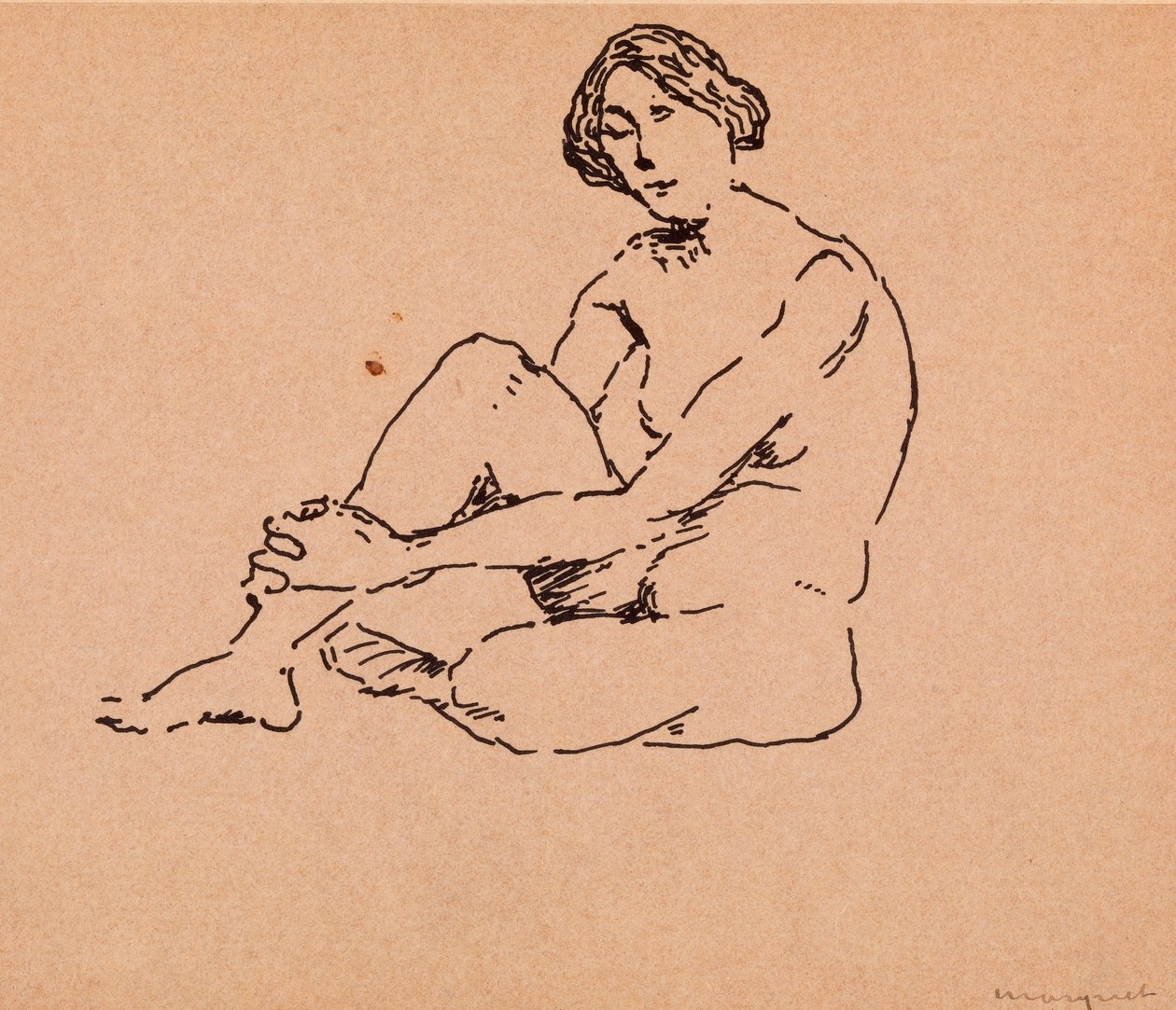 Çıplak Oturmuş (kağıt üzerine kalem ve mürekkep) by Albert Marquet