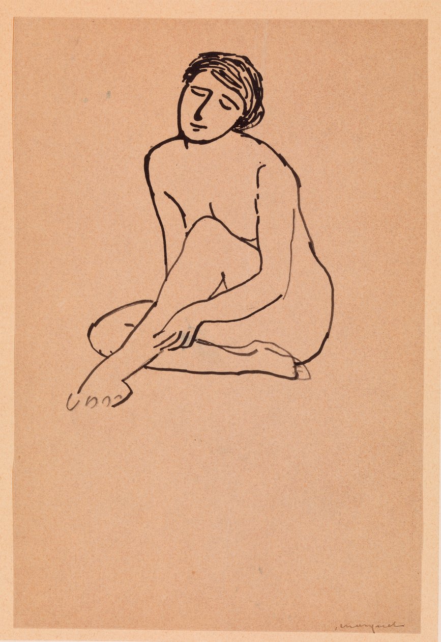 Oturan Çıplak Kadın (kağıt üzerine kalem ve mürekkep) by Albert Marquet